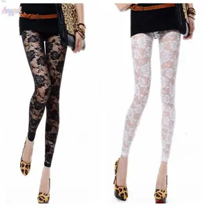 Anygoal Women's Rose Floral Lace Sheer Leggings, Elastic High Waist See Through Mesh Pants, Slim Fit Vintage Y2K Style Bottoms,Y2k Vintage Fishnet Tights Pantihose Breathable Stretch Lace Tights for Summer Outfits, Daily Wear and Layering summervibes