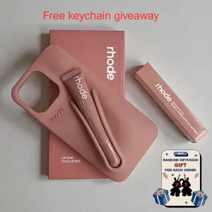 Rhode Stylish Protective Phone Case with Integrated Lip Balm Holder for iPhone 11 12 13 14 15 16 17, Makeup Style Back Cover, Handy Beauty Phone Case for Daily Use