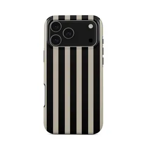 Prophecy iPhone Case |   Black & Beige Stripe Protective Cover for iPhone 17 - 11 Pro Max |   High Quality |   Teenage Girl Gift Compatible with Samsung Galaxy S25