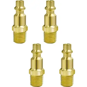 1/4-Inch Npt Male Industrial Air Hose Adapter, Quick Connect Fittings Kit With Coupler and Plug, 4 count Air Compressor Hose Fittings