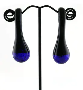 Blue Drip Glass Ear Weights