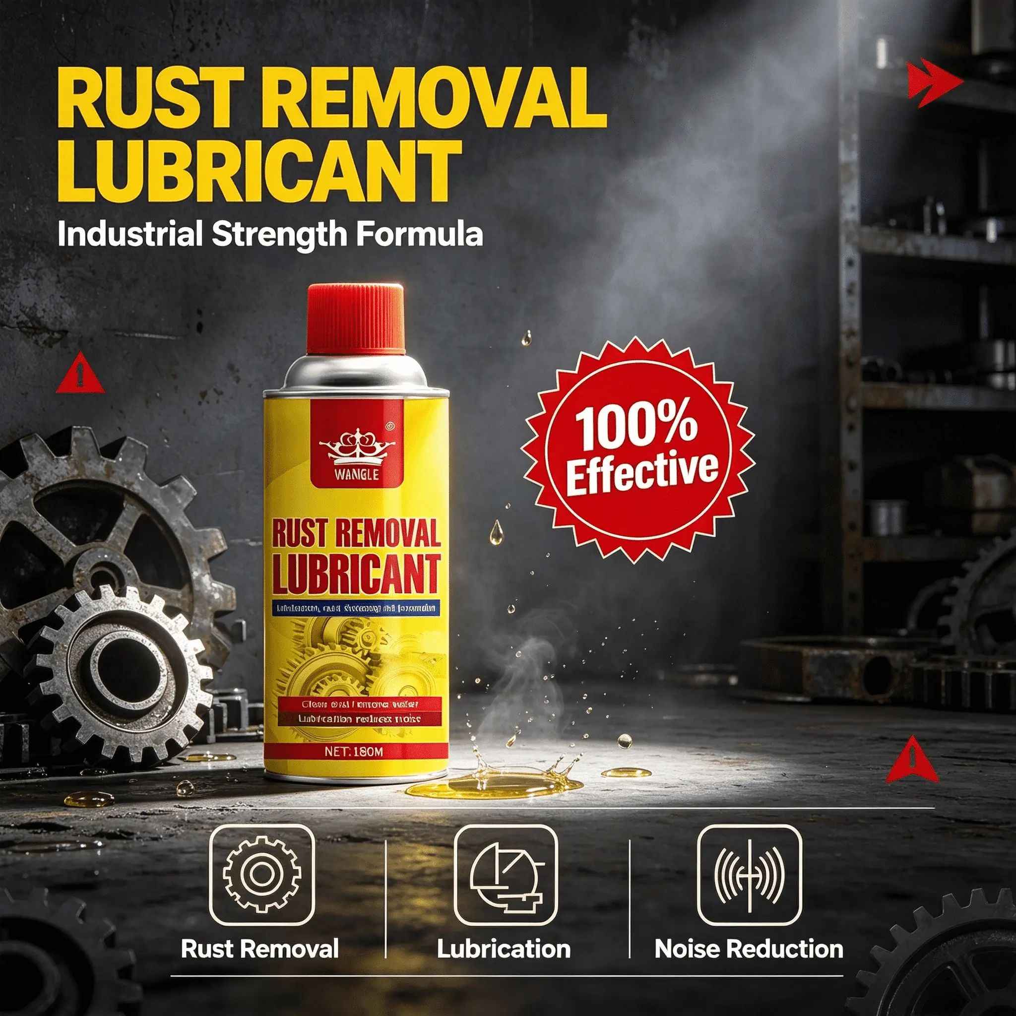 Automotive Rust Remover Multi-Function Spray - 2026 Formula, 180ML, for Lubrication, Noise Reduction 1pcs