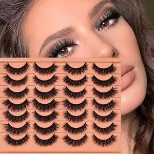 3D Thick False Eyelashes 14Pairs Fluffy Messy Eye Lashes Natural Dramatic Eyelash Strips for Daily & Party Wear
