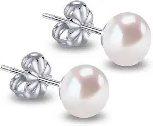 Limerencia Hypoallergenic F Pure Ttitanium Handpicked White Freshwater Cultured Pearl Earrings G Implant Grade Piercing Studs