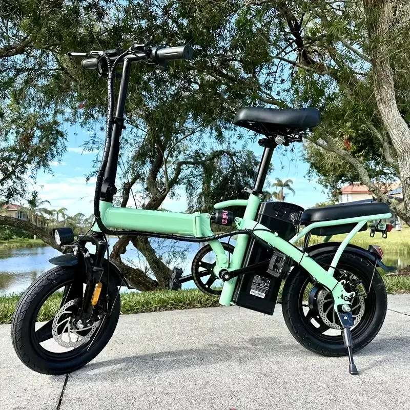 Folding Electric Bike for Adults 350W Peak Power 14” Small Wheel Design 45 Mile Range Dual Disc Braking UL2849 Certified Portable E-Bike Puncture Resistant Battery 12-Month Warranty