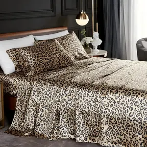 Leopard Print Bedding Set, Decorative Bedding Set, 3/4 Counts/set Including Flat Sheet & Pillowcase & Fitted Sheet, Soft Breathable Bedding Set for Home Bedroom