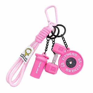 B Fitness Keychain Set, MSilicone Dumbbell Kettlebell Weight Plate Keychains, Cute Keychain Gym Accessories for Men Women keychain gift high quality fashion jewelry jew lery Durable Nylon Lanyard Fun Touch Backpack Athletic Fun Touch Durable Nylon Lanyard