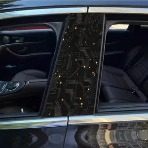 2 white "Black Gold Circuit Board" vinyl stickers with a black background, designed to be used on car windows. They are scratch resistant, waterproof, easy to stick and remove, suitable for cars, trucks, SUVs and other vehicles, trucks,