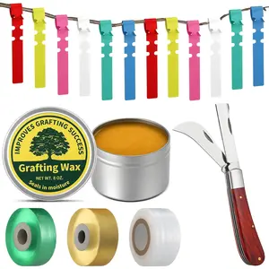 Grafting Kit 8 Oz Grafting Wax 2-5/8" Curved Straight  Garden  3 Tape 12  Labels for Successful Floral Fruit Tree