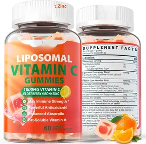 Liposomal Vitamin C 1000mg Gummies for Adults - Vitamin C Chewable 1500mg with 8mg Iron, Zinc & Elderberry - Immune Support, Immune Booster Supplement - for Energy, Collagen Booster, 1Pack Sugar Free