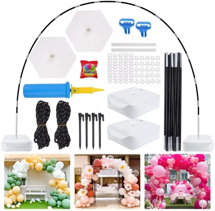 10ft Balloon Arch Kit Adjustable Stand 9ft Tall Heavy-Duty Balloon Arch Frame with Base – Wedding, Graduation, Birthday & Baby Shower Party Decorations, Photo Backdrop Arch Kit