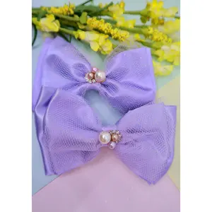 Lavender Ballerina pigtail Bow set