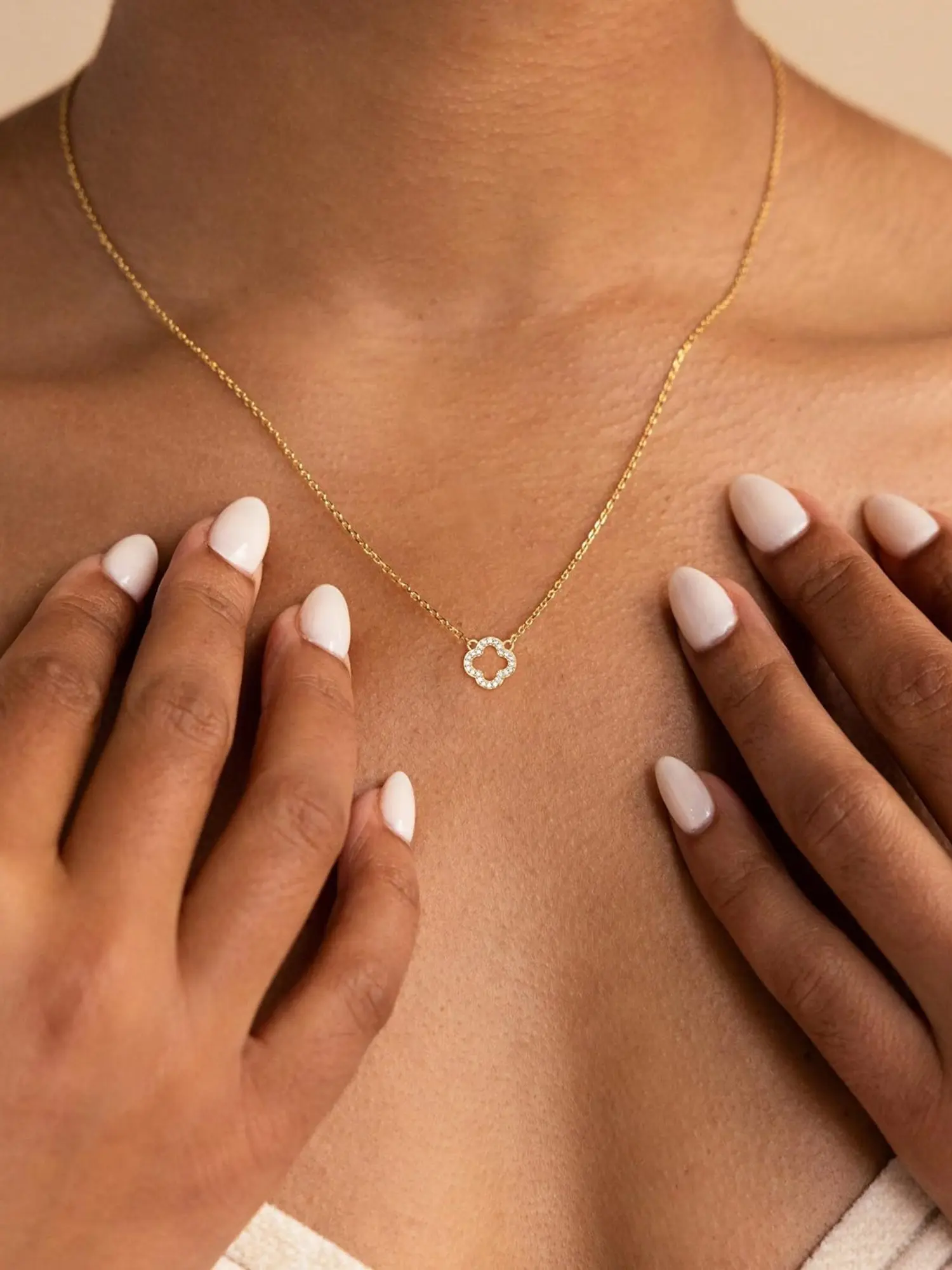Trendy Non Tarnish Cubic Zirconia Fashion Pendant Necklace, Chain Necklace, Layered Simple Cute Four Leaf Clover Choker, Women's Elegant Prom Jewelry Birthday Gifts