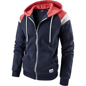 Men's Full Zip Fleece Hoodie zippered Color Block hooded slim Fit Long Sleeve Lightweight SweatshirtGift