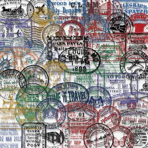 Vintage Stamp Pattern Sticker, 50pcs/set Retro Stamp Sticker, DIY Decorative Sticker for Phone Case, Computer, Guitar, Bag, Water Cup, Scrapbook, Sticker Packs
