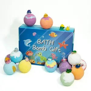 12 Pack Kids Bath Bombs with Surprise Sea Animal Toys Inside, Fizzy & Colorful Bath Balls for Toddlers 3+, Great Birthday Gift for Boys & Girls