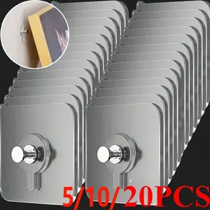 20-Pack Modern Wall-Mounted Multi-Functional Hooks, Versatile Organizer, Easy Installation, Strong Adhesive, No Drilling Required, Waterproof Plastic Material