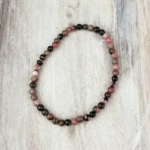 Rhodonite Energy Bracelet – Self-Love & Emotional Growth Gift | 4mm Crystal Beads Intention Stone Bead Bracelet Crystal Bracelet Bracelet for Women