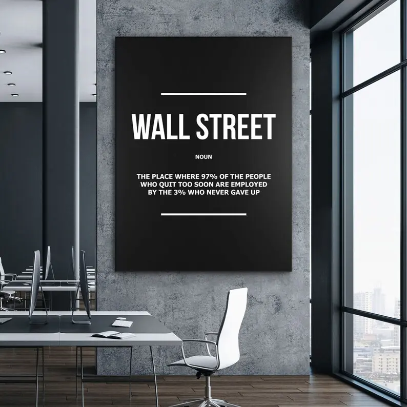 Wall Street Definition Art, Office Decor, Stock Market Exchange Sign, Investor Trading Financial Quote, Business Inspiration Art