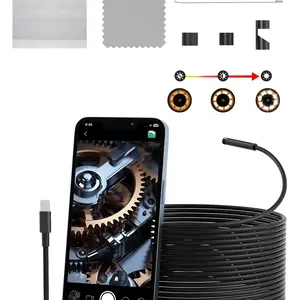 Industrial Endoscope with 6 LED Lights, 5.5mm Semi-Rigid Snake Camera, Ip67 Waterproof Inspection Cam for iPhone/iPad, Car & Air Conditioning Check, Diagnostic Tool