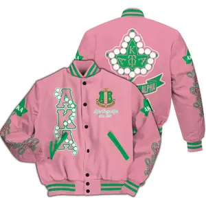Alpha Kappa Alpha Varsity Jacket, Ivy Leaf Greek Life Graphic Design, College Streetwear Style, Trendy Outfit Gift
