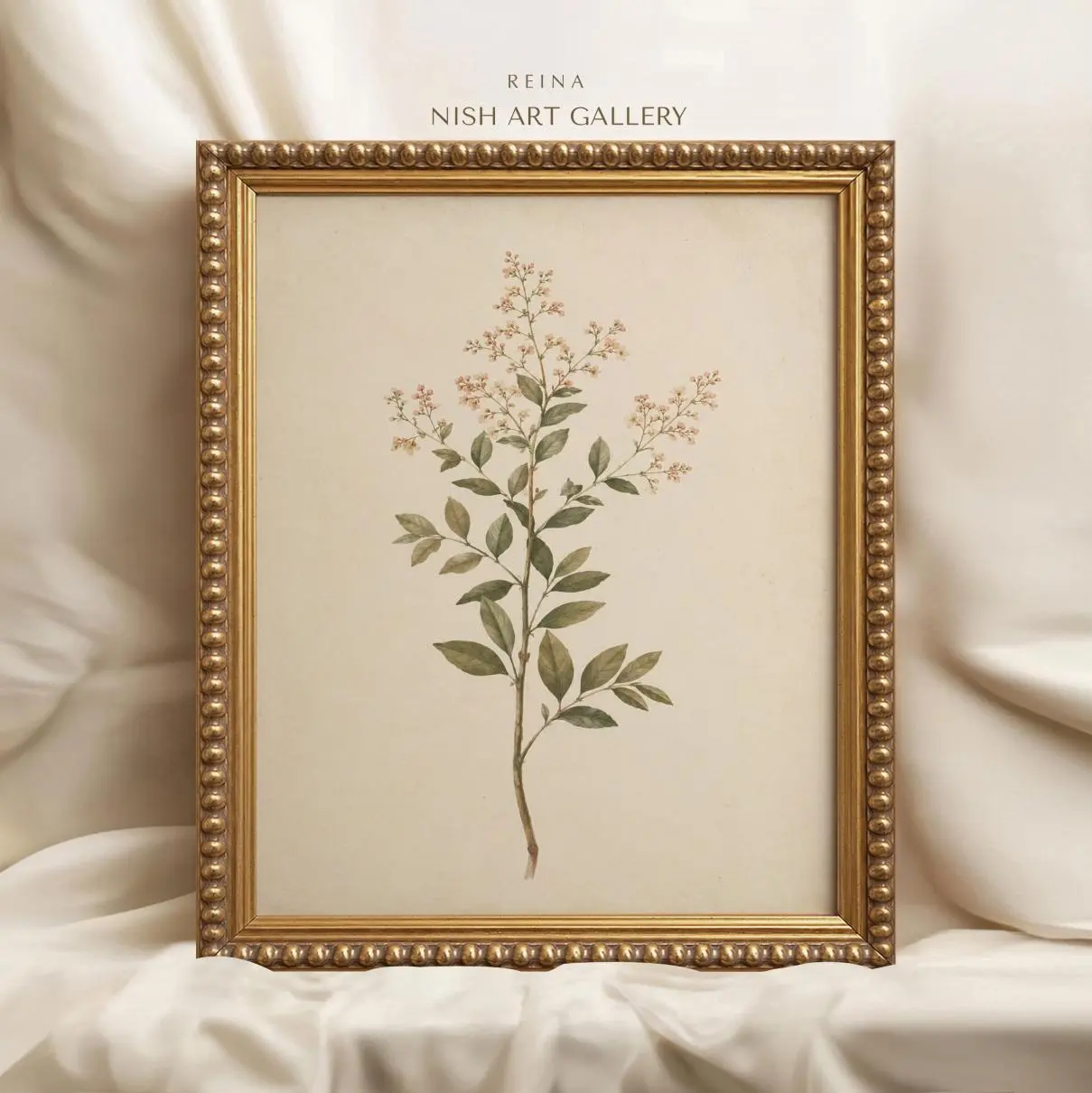 Flowering Branch Framed Print, Vintage Botanical Wall Art, Rustic Cottage Farmhouse Decor, Essential Piece, Fits Any Wardrobe, Soft Cotton Blend, Breathable Comfort
