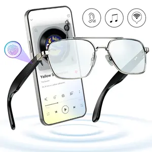 Bluetooth Audio Smart Transparent Glasses for Women Men,Light Blocking Bluetooth Glasses with Open Ear Speaker,Touch & Voice Control, Hands-Free Calls & Microphone for iPhone Android Music