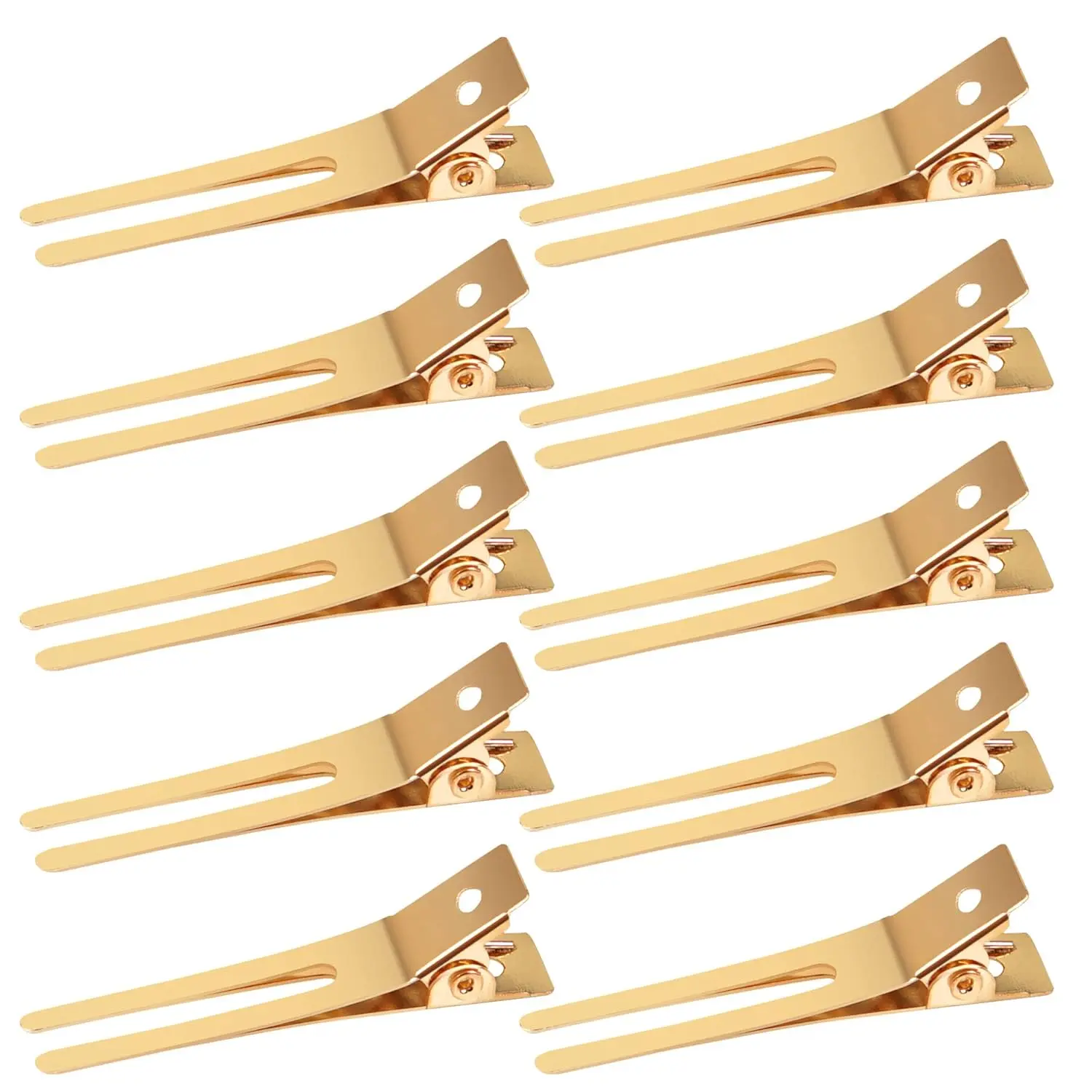 100 count 1.77" Double Prong Curl Clips  Curl Pins Duckbill Section Clips Metal  Clips for Hair Extensions Styling(4.5cm)