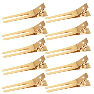 100 count 1.77" Double Prong Curl Clips  Curl Pins Duckbill Section Clips Metal  Clips for Hair Extensions Styling(4.5cm)