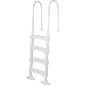 Vinyl Works Snap & Lock Pool Ladder, Plastic Step Ladder for Above Ground or In Ground Swimming Pool, or Deck up to 60 Inch Height, White