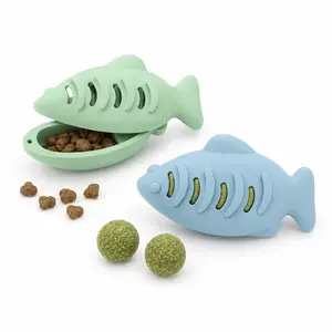 Fish Catnip Toy for Indoor Cats, Treat-Dispensing Interactive Cat Toy, Boredom Relief Solo Play Toy, Paw Chase Play Food Puzzle for Kittens