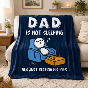 【Father's Day】Dad Is Not Sleeping Funny Flannel Blanket Father’s Day Birthday Gift for Dad Husband Grandpa Super Soft Warm Cozy Throw from Daughter Son for Couch Recliner Bed Sofa Napping Christmas Gift