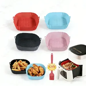 Food-grade silicone square air fryer mat, high temperature resistant, non-stick, easy to clean, air fryer inner liner, replaces flammable baking paper, reusable baking tray, air fryer accessory, high temperature resistant, food safety.