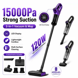 6-in-1 Stick Vacuum Cleaner Set, TikTok Viral Cordless Vacuum Cleaner, Lightweight Power Sweeper with Strong Suction & LED Display, 15000Pa Cordless Powerful Vacuum Cleaner for Pet Hair, Crumbs & Everyday Mess