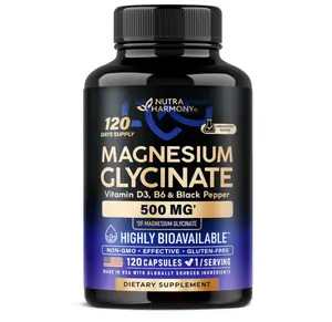 Magnesium Glycinate 500 mg - Chelated Supplement - High Absorption Form of Magnesium - Support for Sleep, Muscle & Heart Health - for Women & Men - Lab Tested & Non-GMO - 120 Capsules