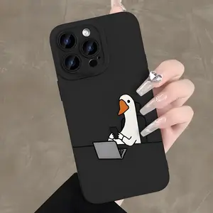 Cute Duck Design Phone Case, Soft TPU Cellphone Protective Case, Total Protective Shockproof Mobile Phone Cover for iPhone 16 15 14 13 12 11 X Pro Max Plus Mini, Casing