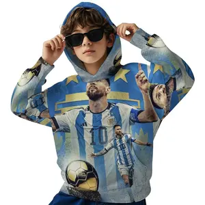 Messi Hooded Sweatshirt, Cozy Casual Pullover for Themed Parties & Casual Attire, Machine Washable, Holiday Outfit, Character Design, Comfortable Fit, Printed Hoodie A0929-235