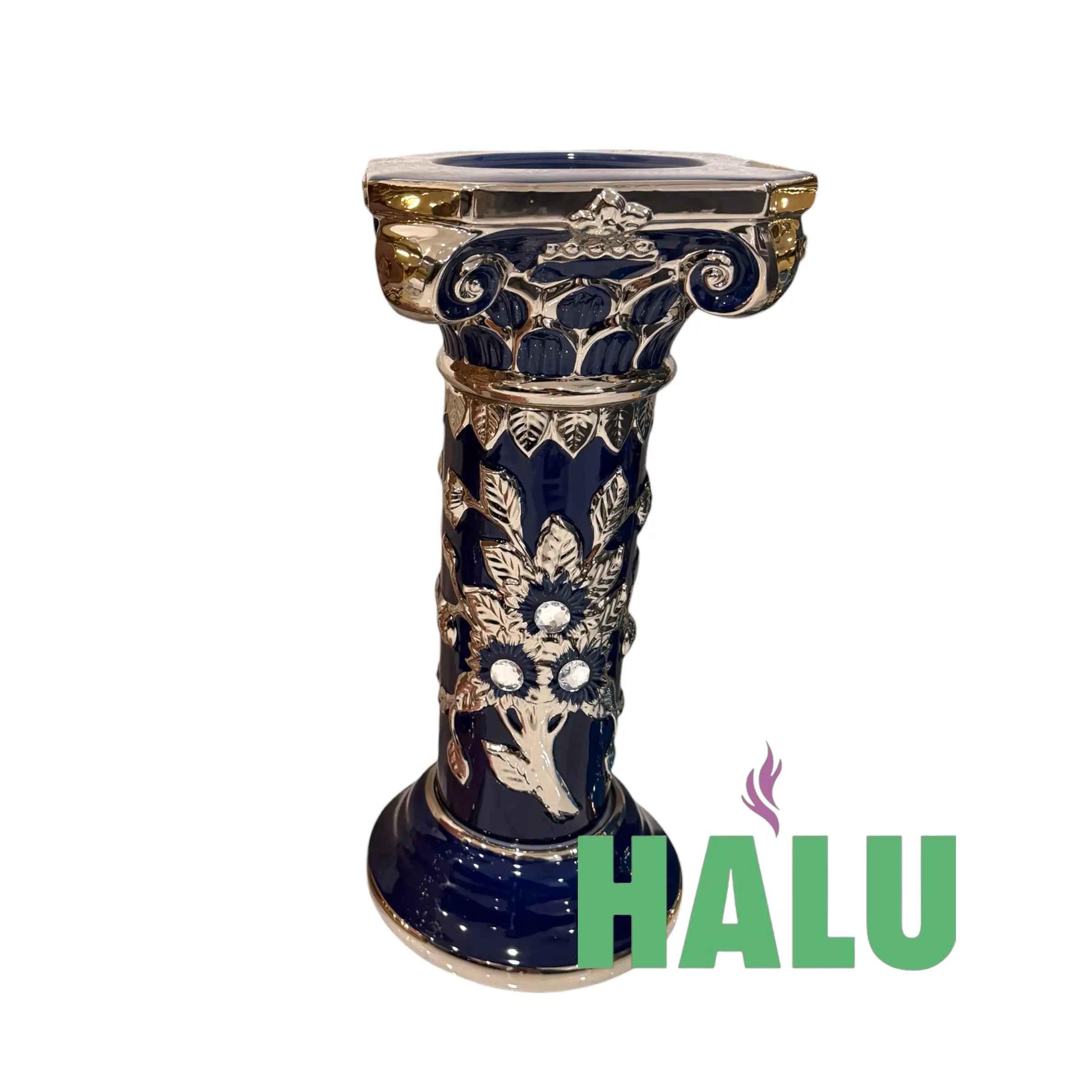 Pedestal Diseño de Flores/ Base De Porcelana Para Yemaya Silver