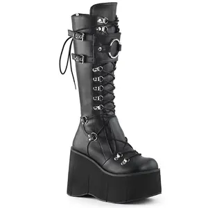 Demonia Kera-200 Black Vegan Leather Knee-high Boots