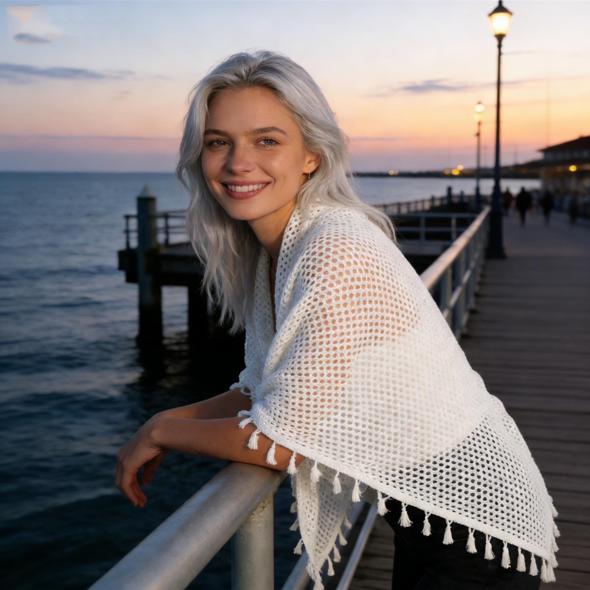 AWAYTR Women Knit Shawl Wraps Boho Fringe Crochet Hollow Poncho Scarf Shawls for Wedding