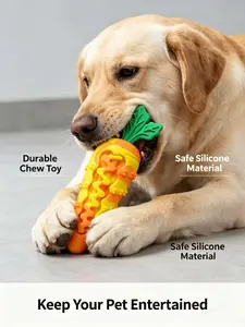 New Silicone Carrot Pet Squeaky Toy, Teeth Grinding & Bite-Resistant Dog Toy, Self-entertainment Boredom Relief, Durable Indestructible Dog Chew Toy