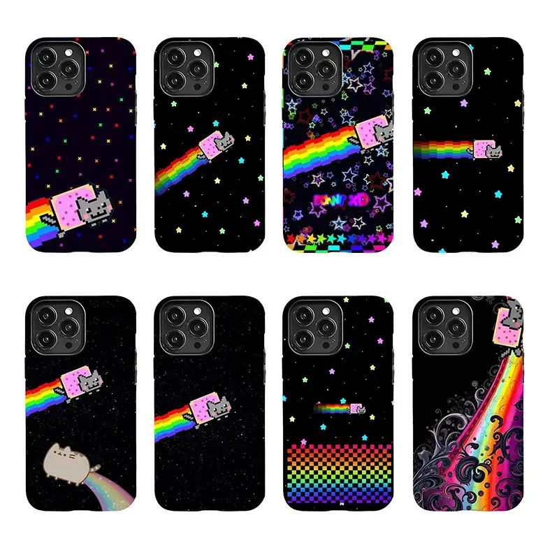 Nyan Cat Shockproof Durable Polycarbonate Smartphone Case - Wireless Phone Accessories, Shock-Absorbing Multi-Size Protective Cover Compatible with iPhone 11 to 17 Pro Max, Ios
