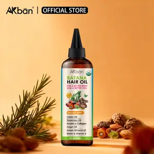 AKban Hair Growth Oil with 100% Pure Batana Castor Rosemary & Pumpkin Seed Oils Infused Biotin Keratin Vitamin E Strengthening Thickening Treatment for Healthy Hair 4 FL OZ
