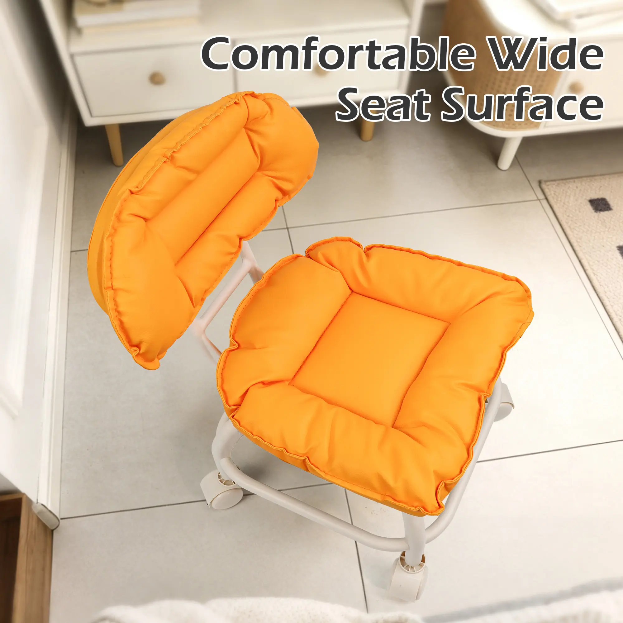 1 Count Rolling Backarest Chair, Space-Saving Compact Design