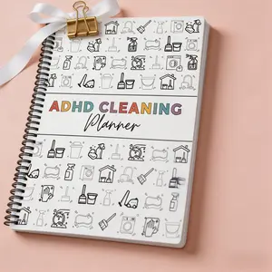 ADHD-Friendly Cleaning Planner, Daily Weekly Monthly Schedule & Checklist – Perfect for Home, Family Tasks & DIY Projects notebook a5