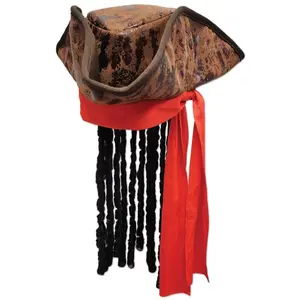 Beistle Caribbean Pirate Hat with Dreadlocks"