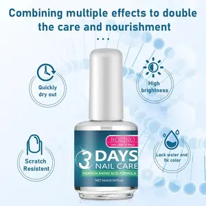 ROZINO 3 Days Nail Care Oil Nourishing Cuticle Treatment Anti Hangnails Fast Dry Strengthener with Keratin Amino Acid Formula for Healthy Beautiful Nails 16ml