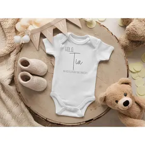 Hola Tia - Surprise New Baby Reveal for Aunt - Spanish Pregnancy Announcement Infant Bodysuit - Gift for Sister (White)