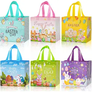 Easter Gifts Bags with Handles, Easter Basket for Eggs Hunt , Non-Woven Holiday Bags for Gifts Wrapping