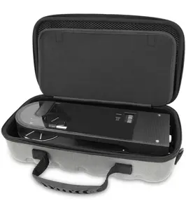 CASEMATIX Audio-Technica Sound Burger AT-SB727 Portable Turntable Hard Protective Case - Black/Grey Travel Carry Bag with Adjustable Strap & Dust-Resistant EVA Exterior